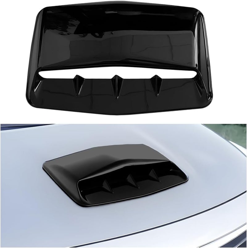 FALVFUN Car Hood Vents, Vehicle Scoop Turbo Bonnet Hood Air Flow Intake Cover, Automotive Exterior Decorative Engine Cooling Intake Vent Trim Accessories, Universal for SUV RV Truck (Black) - Image 1